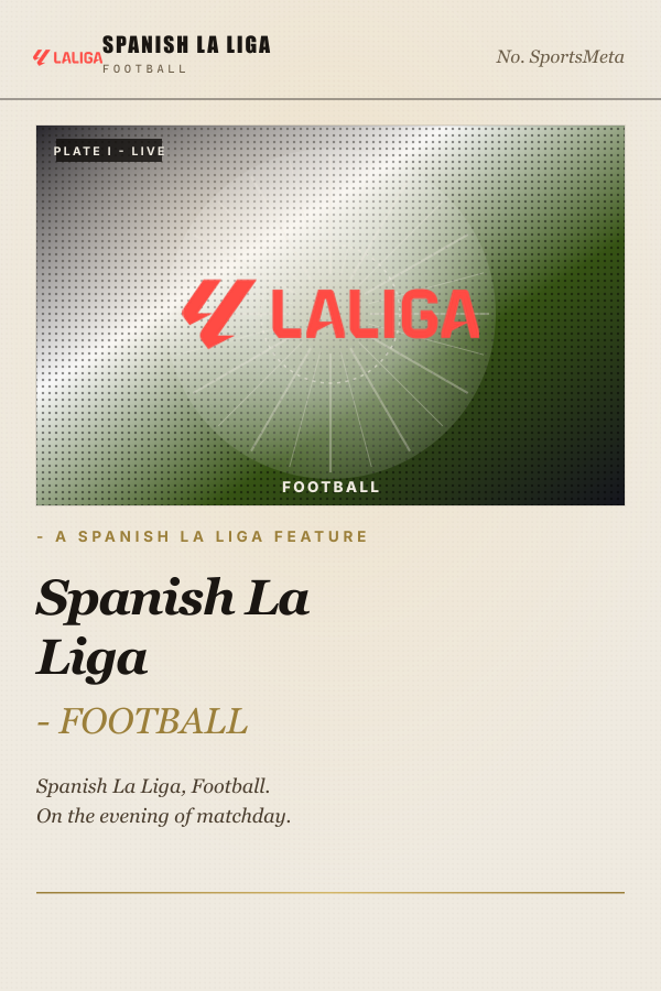 SportsMeta member Editorial poster sample showing magazine-style cover treatment for a Levante vs Sevilla Spanish La Liga fixture with real club crests